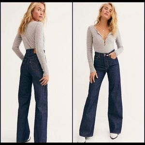 Levi's Women's Ribcage Wide Leg Jeans - Dark Blue